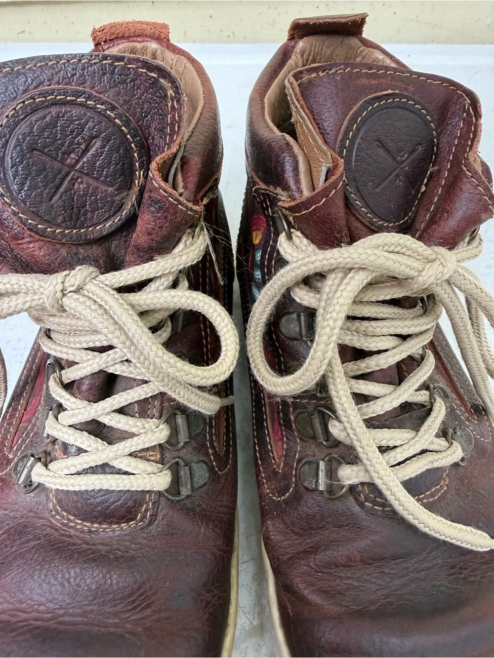 inkkas Tan & Brown Leather High-Top Sneakers w Rooster Floral Burning Man Hippy